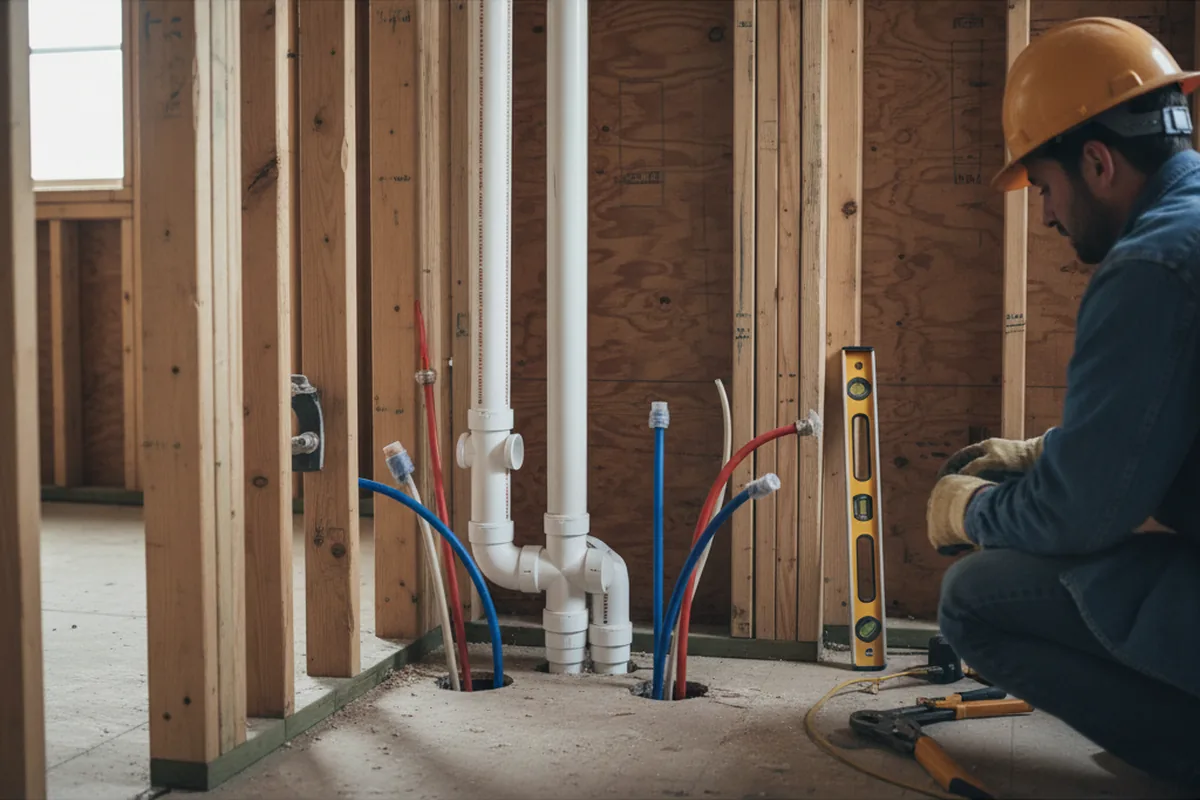 Drain and supply rough-in during Leak Detection in Orefield