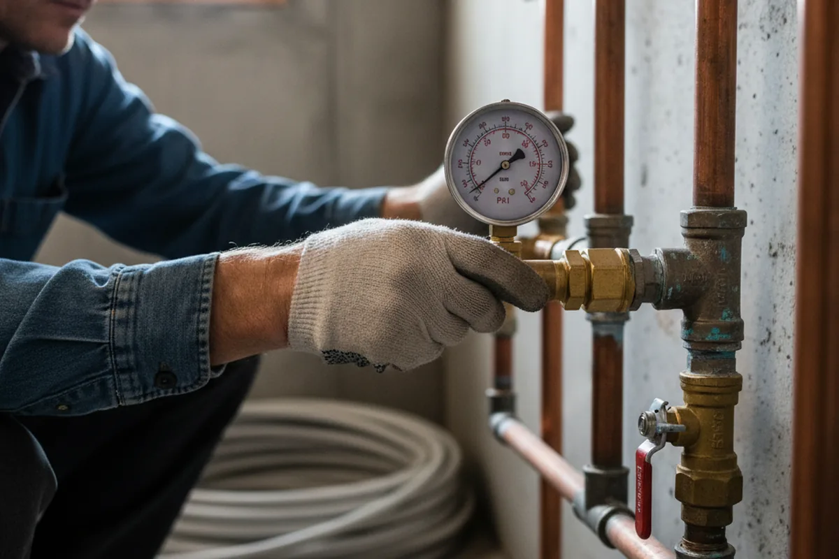 Pressure testing a repaired line during Water Line Repair in Orefield